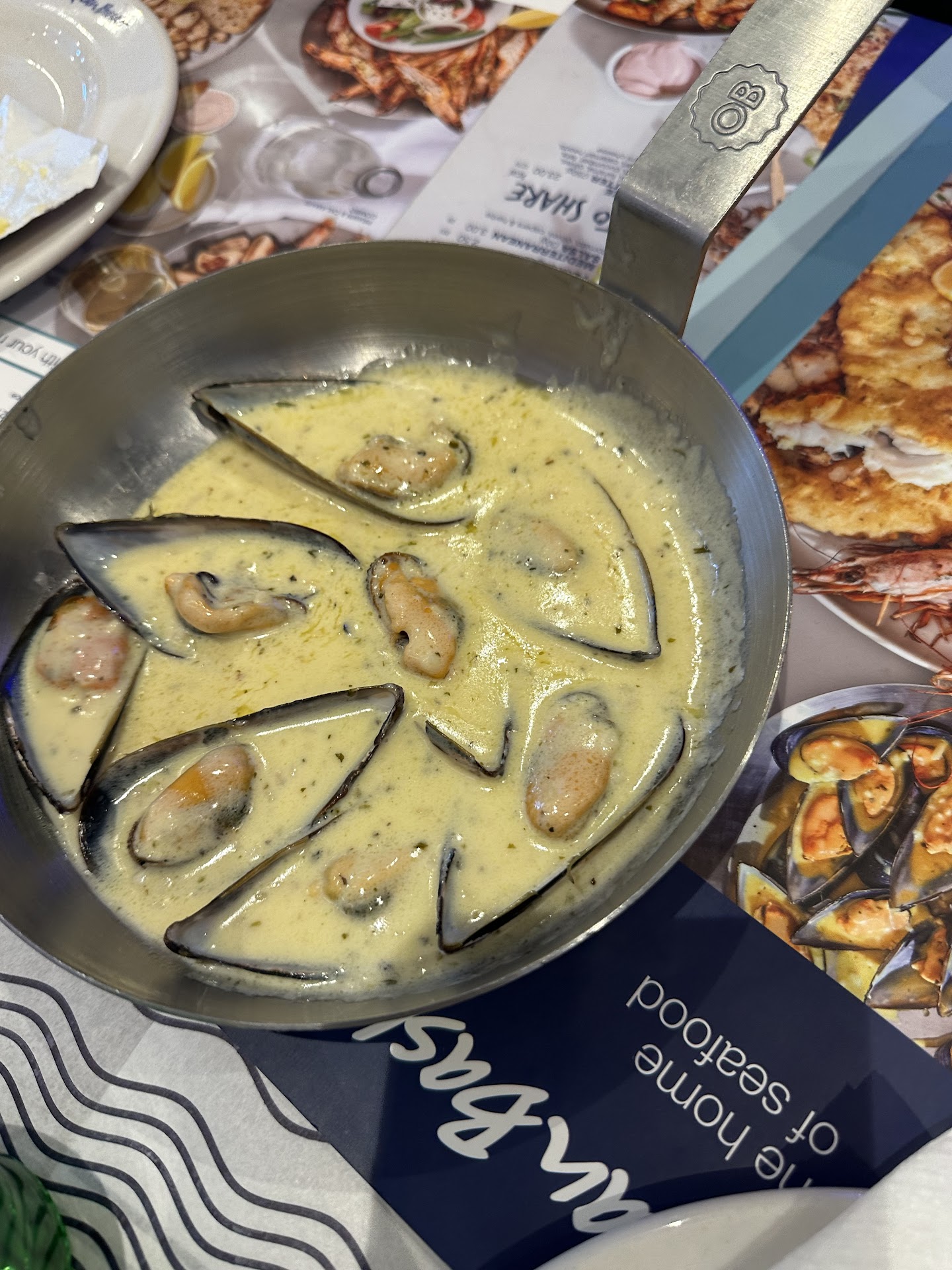 Affordable seafood served in a frying pan